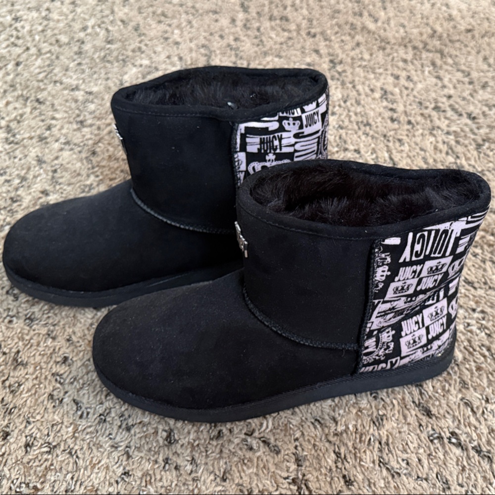 Juicy Couture Black Faux Fur Lined Short Boots